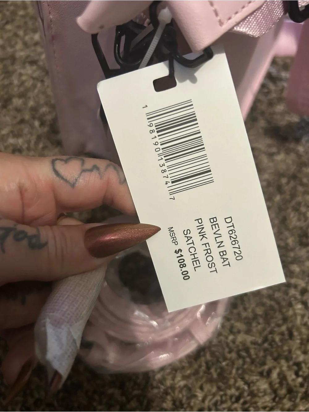 Steve Madden Pale Pink Tote with Black Logo Detail
